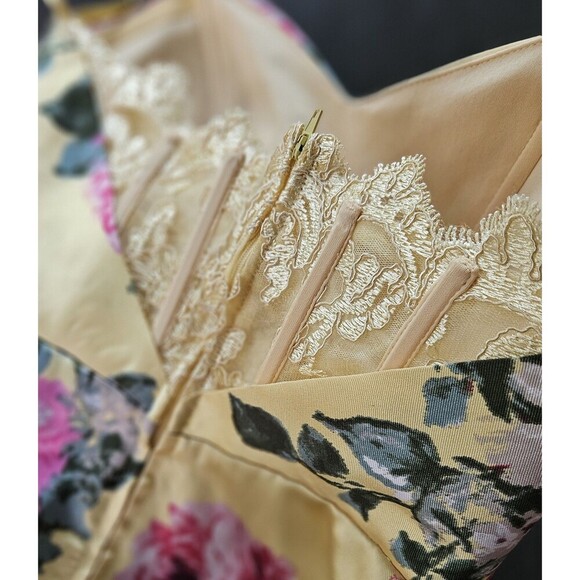 Yelloe Rose Floral Strapless Prom Dress Juniors 3/4 Retro HOCO Romantic Corset - Picture 3 of 8